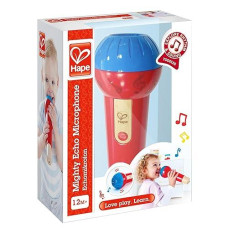 Hape Mighty Echo Microphone | Battery-Free Voice Amplifying Microphone Toy For Kids 1 Year & Up, Red, Model Number: E0337, L: 3.1, W: 3.1, H: 8.6 Inch