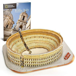 Cubicfun National Geographic 3D Puzzle For Adults Kids Rome Colosseum Jigsaw Italy Architecture Model Kits Diy Toys With Booklet Gift For Boys Girls Age 10+, 131 Pieces