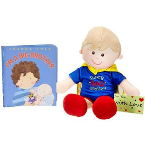 Big Brother Gift Set For Little Boys And Toddlers, Super Big Brother Doll With Cape And I Am A Big Brother Book By Joanna Cole Bundle With Gift Tag