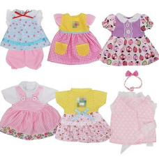 Jing Show Bussiness 6 Sets Baby Doll Clothes For 10-12 Inch Girl Doll, Doll Clothes Dress Outfits Headbands Accessories Fits 10 11 12Inch Baby Doll
