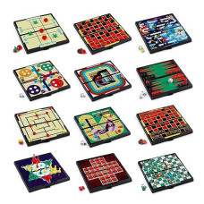 Mini Magnetic Board Games - Set Of 12 Individually Packaged Travel Games For 2 Players - Checkers Chess Solitaire Tic Tac Toe And Much More. Mini Games For Kid S