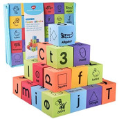 Bohs Foam Learning Blocks - Number,Alphabet,Shapes,Sight Words - Quiet,Safe And Soft Stacking Toys For Toddlers,30Pcs
