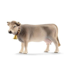 Schleich Farm World Braunvieh Cow Animal Figurine - Highly Detailed And Durable Farm Animal Toy, Fun And Educational Play For Boys And Girls, Gift For Kids Ages 3+