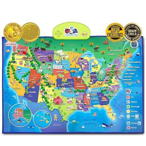 Best Learning I-Poster My Usa Interactive Map - Educational Smart Talking Us Poster Toy For Kids Boy Or Girl Ages 5 To 12 Years - United States Geography Electronic Game Children 5, 6, 7 Gift Present