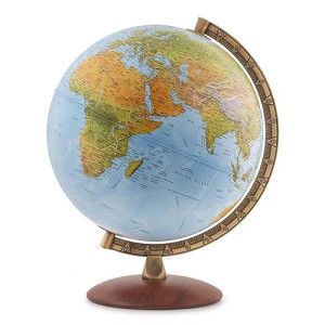 Waypoint Geographic Lugano Globe, 12" Illuminated Blue Ocean-Style Globe, Up-To-Date Globe, Reference Globe, Decorative World Globe For Home And Office Decor