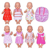 ebuddy Doll Clothes 7 Set Doll Dress and 1 Backpack for 14-16 inch Alive Baby Dolls, New Born Baby Dolls and American 18 inch Girl Doll Most 18" Dolls