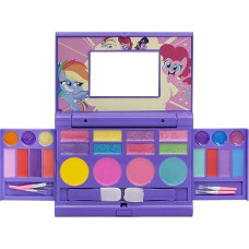 Townley Girl My Little Pony Hasbro Cosmetic Compact Set With Mirror 14 Lip Glosses, 4 Cheek Shimmers, 8 Eye Shimmer Portable Foldable Washable Make Up Beauty Kit Box Toy Set For Girls & Kids
