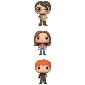 Funko Pop Series 4-Harry Potter W/Marauders Map, Hermione W/Time Turner, Ron Weasley With Scabbers Collectible Set