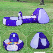 Homfu 3 In 1 Pop Up Tunnel Tent For Kids Play Indoor Outdoor For Children Toddler Boys Girls (Purple-Ball Bit)
