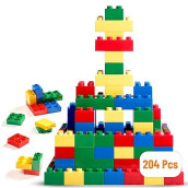 Strictly Briks - Big Briks Set - 204 Pieces - Blue, Green, Red, & Yellow - Large Building Blocks for Ages 3 and Up