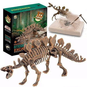Dig & Discover Dino Stegosaurus Dinosaur Skeleton 3D Fossil Bones Excavation, Science Educational Toy Kit For Kids, Children
