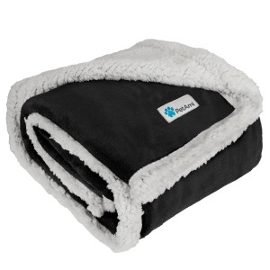 Petami Dog Blanket, Sherpa Dog Blanket Plush, Reversible, Warm Pet Blanket For Dog Bed, Couch, Sofa, Car (Black, 50X40 Inches)