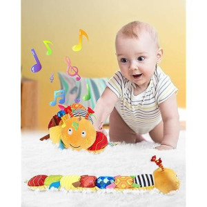 Jcobay Baby Toys Musical Caterpillar Stuffed Crawler Toy Soft Tummy Time Toy With Ruler Bells Rattle Crinkle Educational Interactive Plush Toy For Infant Newborn Boys Girls Toddler 3-12 6 Months Gift