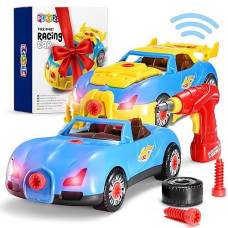 Play22 30 Pcs Take Apart Racing Car Toddler Toys Set - Build Your Own Car With Drill, Engine Sounds & Lights - Toy Car Constructions Set Stem Building Learning Education Toys For Kids Ages 3+ Years