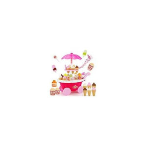 Sotodik Ice Cream Candy Cart 39 Pcs Pretend Play Food Dessert And Cash Trolley Set Toys With Music And Lighting Kids And Girls Toyselody For Girls And Kids (Pink)