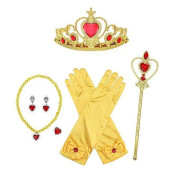 Dreamhigh Princess Cosplay Dress Up Accessorries Grils Costume Crown, Wand, Gloves Valued Pack-Gold