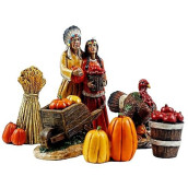 Gerson Indian Village Mini Thanksgiving Figurines - Set Of 6
