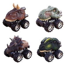 Anditoy 4 Pack Pull Back Dinosaur Cars Dinosaur Toys For Toddlers 3-14 Year Old Kids Boys Easter Basket Stuffers Fillers Gifts Party Favors