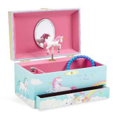 Jewelkeeper Girl'S Musical Jewelry Storage Box With Pullout Drawer, Rainbow Unicorn Design, The Beautiful Dreamer Tune