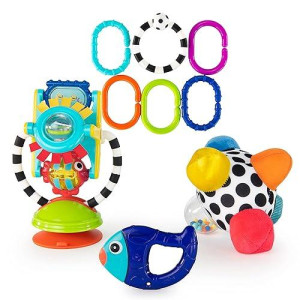 Sassy Discover The Senses Developmental Gift Set For Newborns And Up | Includes Bumpy Ball, High Chair Toy, Water-Filled Teether, 6 Piece Ring O