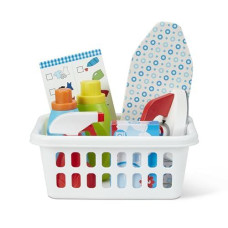 Melissa & Doug Laundry Basket Pretend Play Set With Wooden Iron, Ironing Board, And Accessories (14 Pcs) For Kids