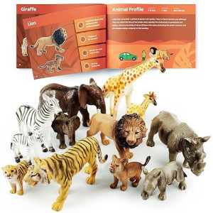 Boley Jungle Safari Animal Set - 12-Piece Detailed Wildlife Figures For Educational Play - Durable Kids Toys Including Elephants, Giraffe, Lion, Tiger, Zebra - Ideal For Party Favors & Classroom
