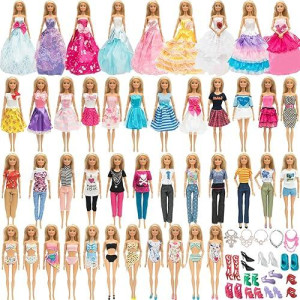 Sotogo 125 Pieces Doll Clothes And Accessories For 11.5 Inch Girl Doll Include 20 Sets Handmade Doll Dresses Fashion Party Gowns, 105 Pieces Household Doll Accessories And Storage Bag