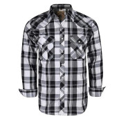 cOEVALS cLUB Mens Western cowboy Long Sleeve Pearl Snap casual Plaid Work Shirt (Black White 16 L)
