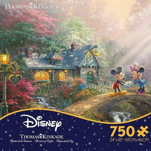 Ceaco - Thomas Kinkade - Disney Dreams Collection - Mickey And Minnie Sweetheart Bridge - 750 Piece Jigsaw Puzzle