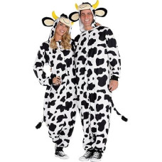 Amscan Zipster Farm Cow Onesie Costume, Adult, Small/Medium, With Hood