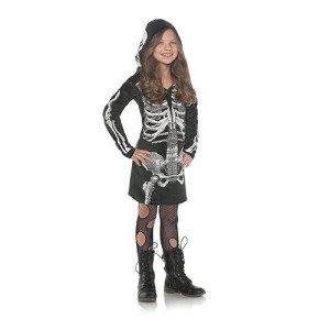 Underwraps Little Girl'S Skeleton Bones Hoodie Dress - Medium