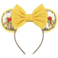 Clgift Beauty And The Beast Ears, Belle Ears, Belle Mickey Ears, Inspired Beauty And The Beast Ears, Gold Minnie Ears,