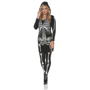 Womens Skeletal Hoodie Dress costume L