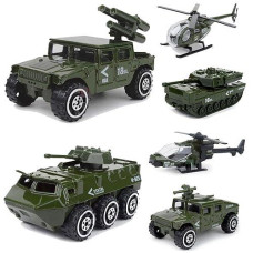 Diecast Army Vehicle Playset Kids Model Car Military Toys Helicopter Tank Truck Armored Car Gift For Boys Toddlers