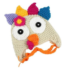 Hillento Holiday Thanksgiving Costume Baby Thanksgiving Turkey Hat, Knitted Crochet Costume Hat Caps For Unisex Baby Toddler, Beige, L