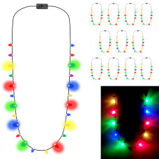 Glowmaker Christmas Necklace | Bright Light | Best Christmas Accessories | Fun And Bright Christmas Necklace | Ornament Christmas Necklace | Party Favors (Pack Of 12)