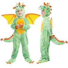 Spooktacular Creations Toddler Dinosaur Costume, Dragon Costume With Tail Wings For Kids Role Play, Halloween Dressup Party (Small (5-7 Yrs))