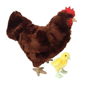 Adore 12" Standing Ruby The Hen Chicken With Baby Chick Stuffed Animal Plush Toy