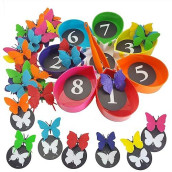 Skoolzy Butterfly Color Sorting 75 Piece Toys_And_Games Set, Counting Learning Activities For Toddlers & Preschool Educational Toys For Oddler, Preschool, Kindergarten, 1St Grade Includes Ebook