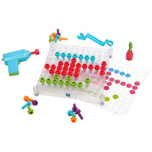Educational Insights Design & Drill See-Through Creative Workshop: 136 Piece Set With Drill Toy, Kids Drill Sets, Stem Toy, Ages 3+