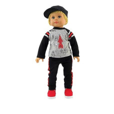 American Fashion World Boy�S Rocketship Long Sleeve Shirt And Pants Set For 18-Inch Dolls | Premium Quality & Trendy Design | Dolls Clothes | Outfit Fashions For Dolls For Popular Brands