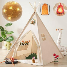 Tiny Land Kids Teepee Tent For Boys,5 Ft- Teepee- Black And White Stripe-Children Play Tent With Canvas Carry Case For Indoor & Garden