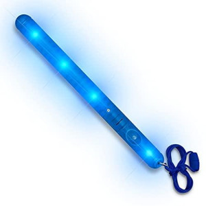 Blinkee Bluewave 8.25" Led Safety Wand - 7 Modes, Replaceable Ag13 Batteries, 27" Breakaway Lanyard, Ideal For Patrols & Emergency