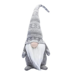 Ignome 19 Inches Handmade Christmas Gnome Decoration Swedish Figurines (Grey)
