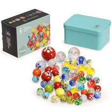 Yellow Mountain Imports Collector'S Series Assorted Marbles Set In Tin Box - Solaris