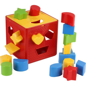 Play22 Baby Blocks Shape Sorter Toy - Childrens Blocks Includes 18 Shapes - Learning Color Recognition - Colorful Sorter Cube Box - My First Baby Toys - Toys Gift For Boys & Girls