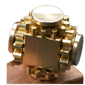 Pure Brass Fidget cube Fidget Spinner gears Linkage Fidget Toy Hand Spinner Metal DIY EDc Focus Meditation Break Bad Habits ADHD (Brass)