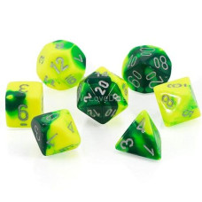 Chessex Gemini Polyhedral -Yellow With Silver 7-Die Set W 7, One Size, Green