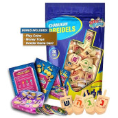 30 Medium Wood Dreidels - Classic Chanukah Spinning Draidel Game, Gift And Prize - Bulk Value Pack - By Izzy N Dizzy