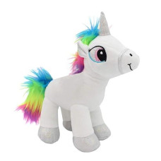 Emelem Unicorn Stuffed Animal Soft Plush Toy Rainbow White 12 Inch (White)
